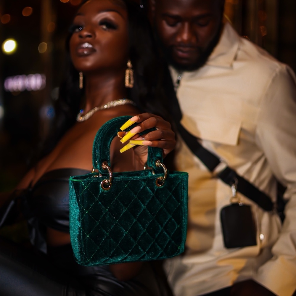 green velvet mini bag